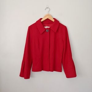 Gerard Darel Wool Button Up Collared Jacket Red Size 8